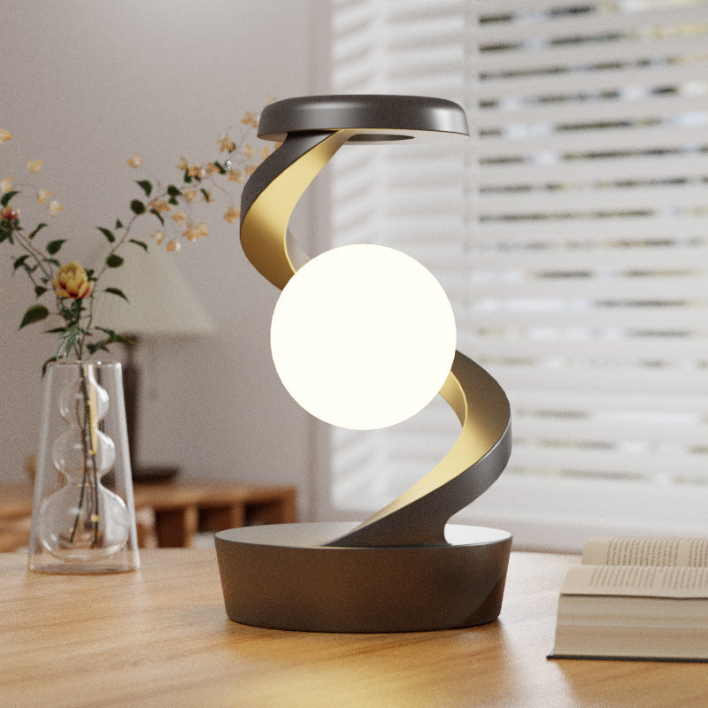 Rotating Suspended 3D Moon Lamp Architectural Dark Wood Grain Finish - Live Cozee