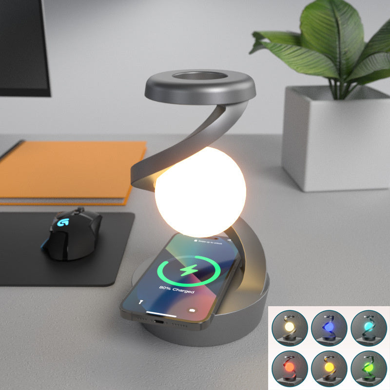 Rotating Moon Desk Lamp with 6 Ambient Lighting Modes and 15W Fast Wireless Charger - Live Cozee