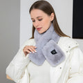 Live Cozee USB 3-Temp Heated Fleece Neck Wrap Scarf in Classic Gray for winter warmth and neck pain relief
